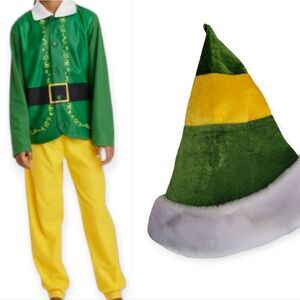 NWT BUDDY THE ELF Pajamas Set 2 Piece Sleepwear PJ's PLUS ELF HAT